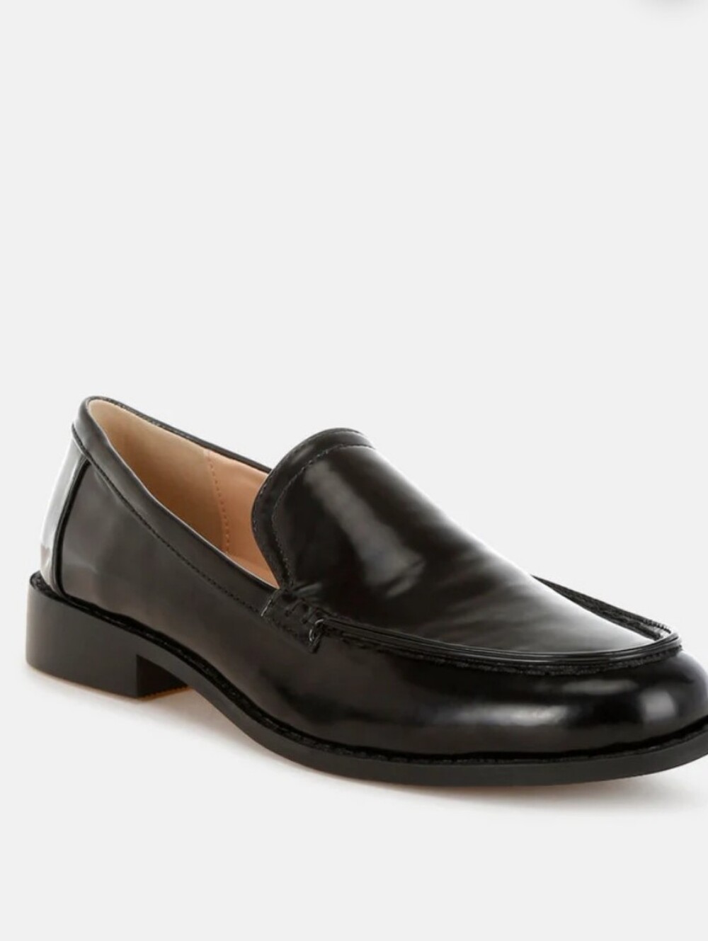 Rag & Co Corleone black Pleather Stacked Heel Loafers womens size 8.5 NEW